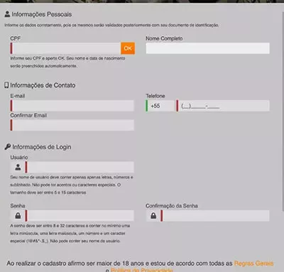 Como se registrar no cassino Mr.JackBet